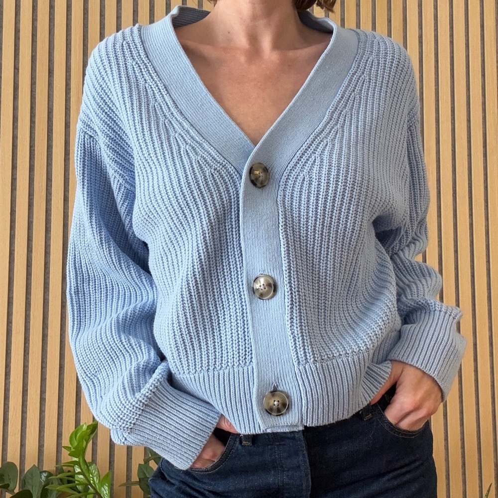 H&M Light Blue Button-Up Cardigan